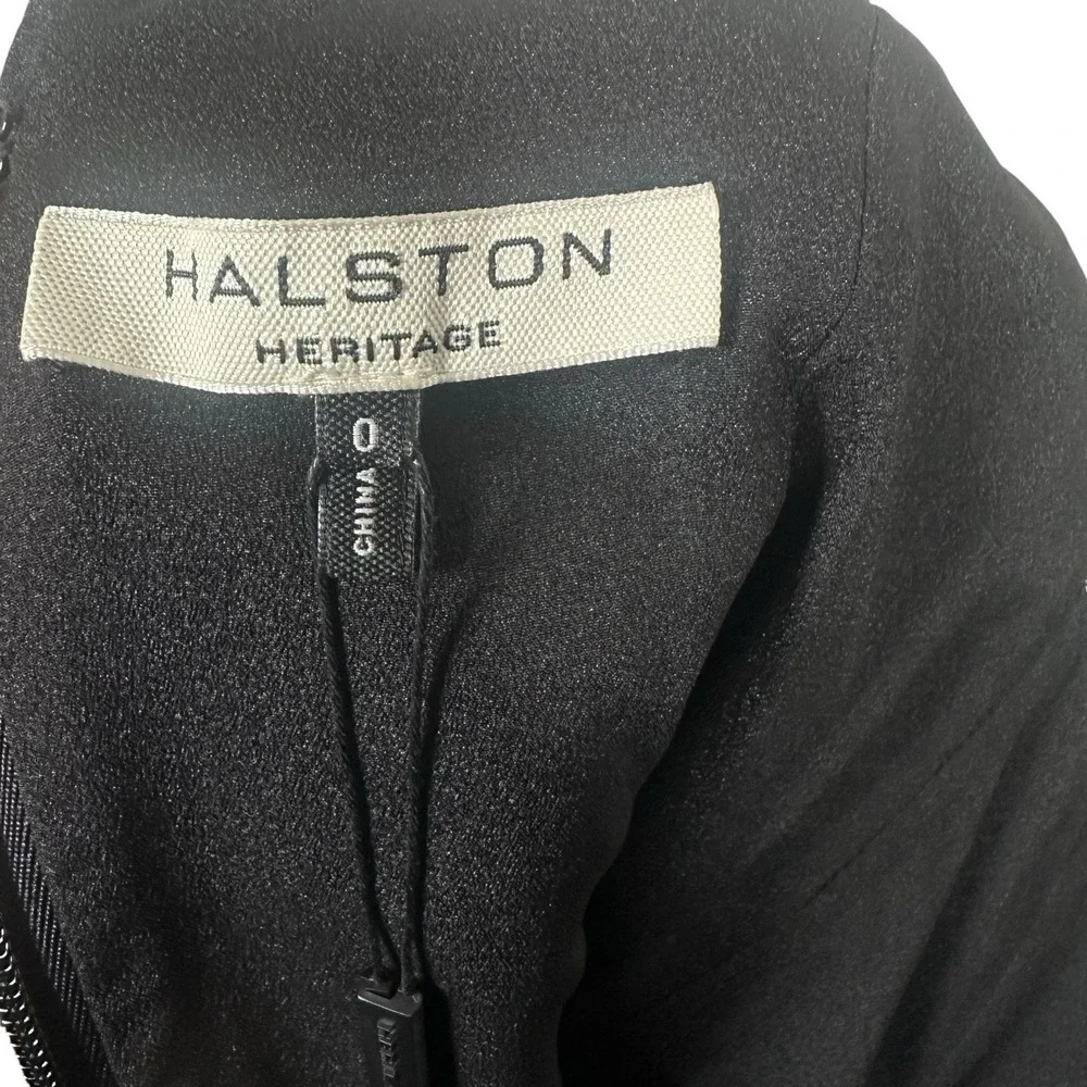 Halston Heritage NWT Black Metallic One Shoulder Draped Cocktail‎ Dress Size 0